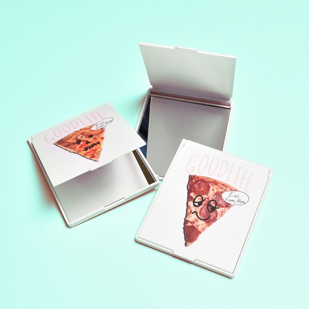 'PIZZA 1 piece' Mirror - 彩妆刷具/镜子/梳子 - 玻璃 白色