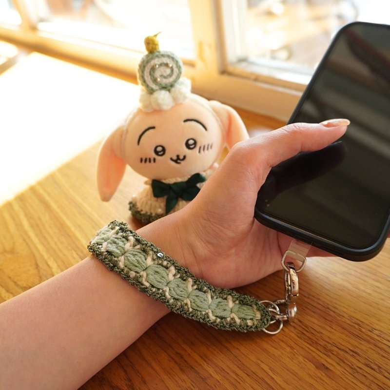 抹茶蛋糕卷・手机挂绳 不含垫片 - 挂绳/吊绳 - 棉．麻 绿色