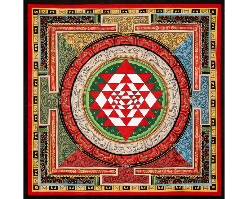 Shree Yantra 曼陀罗唐卡——透过神圣几何显化丰盛 - 墙贴/壁贴 - 其他材质 多色
