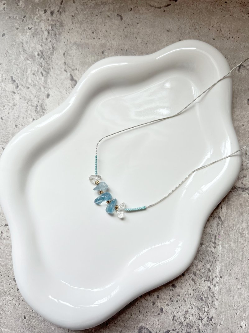 【淡蓝浅海・海蓝宝编织项链】 - 项链 - 水晶 蓝色