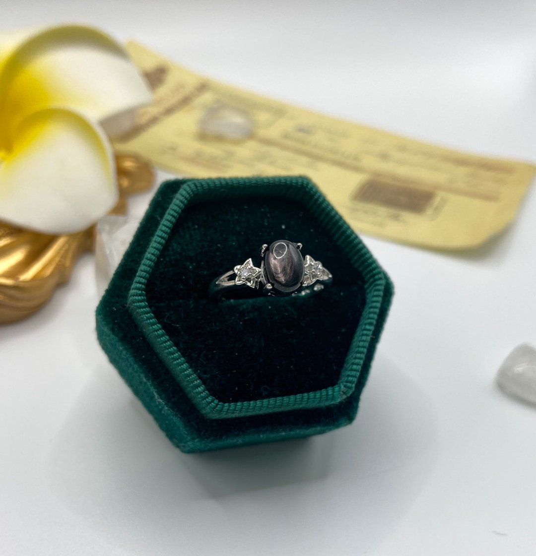埃及 | 金运石戒指 | 星星活圈口可调节x礼物x天然宝石 - 戒指 - 宝石 黑色