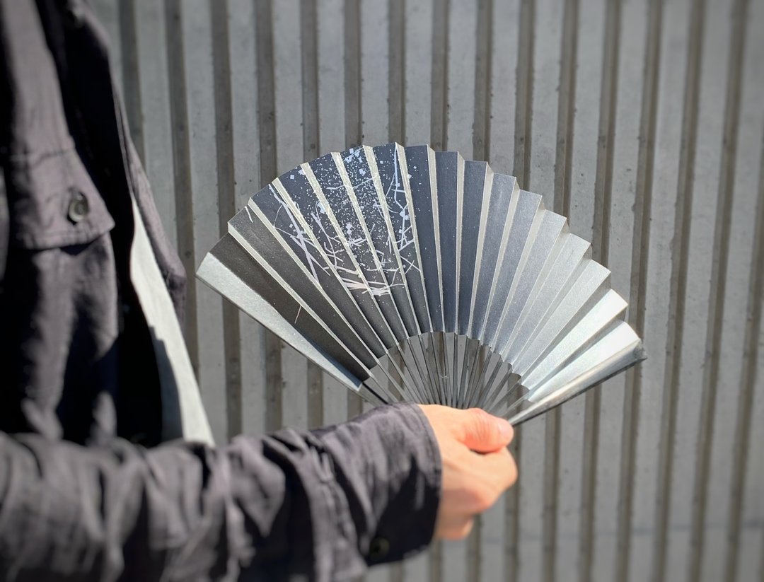 京都扇子 箔图 image2 黑 - 扇子 - 纸 黑色