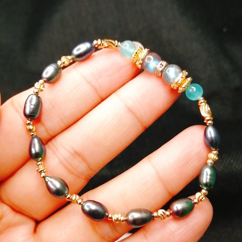 金银财宝Jinyincaibao 天然珍珠灰月光手串 - 手链/手环 - 珍珠 