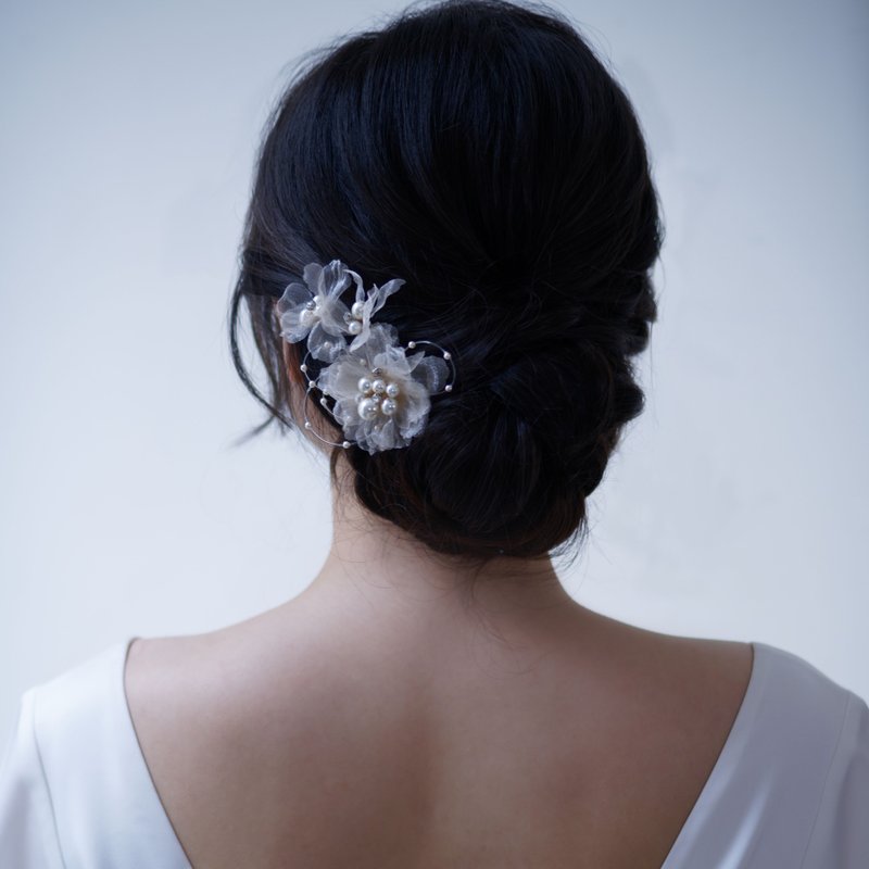 Dysnomia 女演员高调绽放白纱发饰三件组 - 发饰 - 其他材质 白色