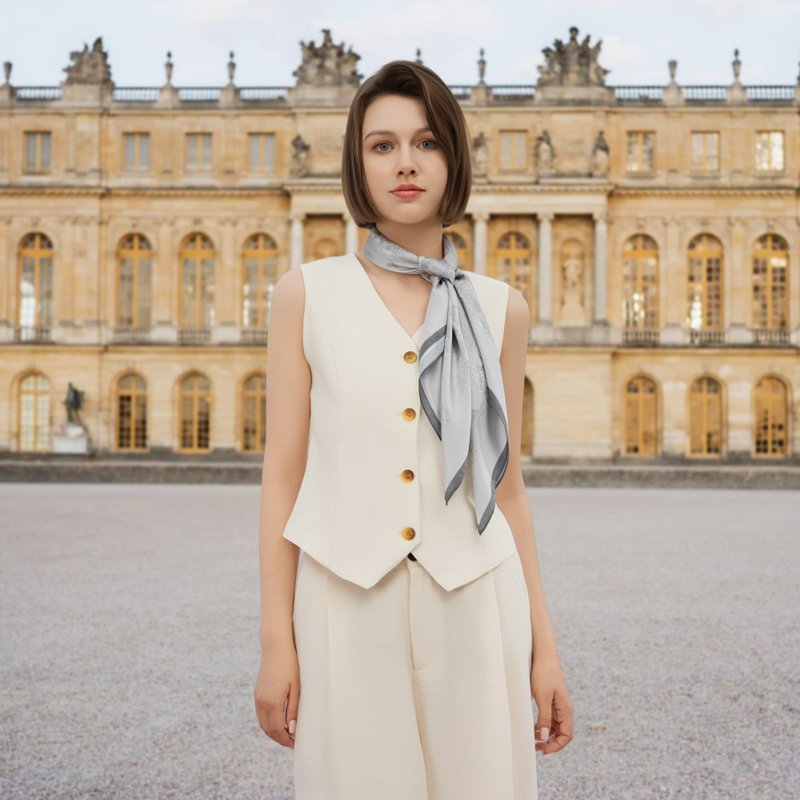 凡尔赛茹 海底宫殿 灰色 大方巾丝巾90厘米 Jardin Des Fontaines - 丝巾 - 聚酯纤维 灰色