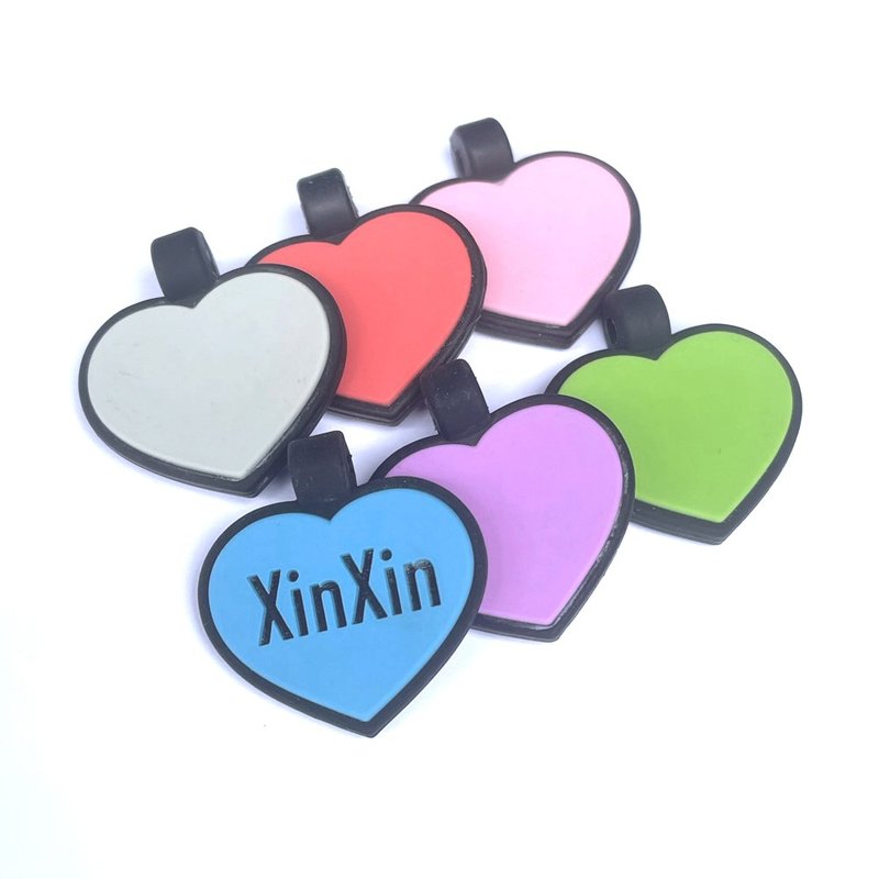 【Fulgor Jewel】定制化静音硅胶爱心款 免费刻字 此款限英、数字 - 项圈/牵绳 - 硅胶 多色