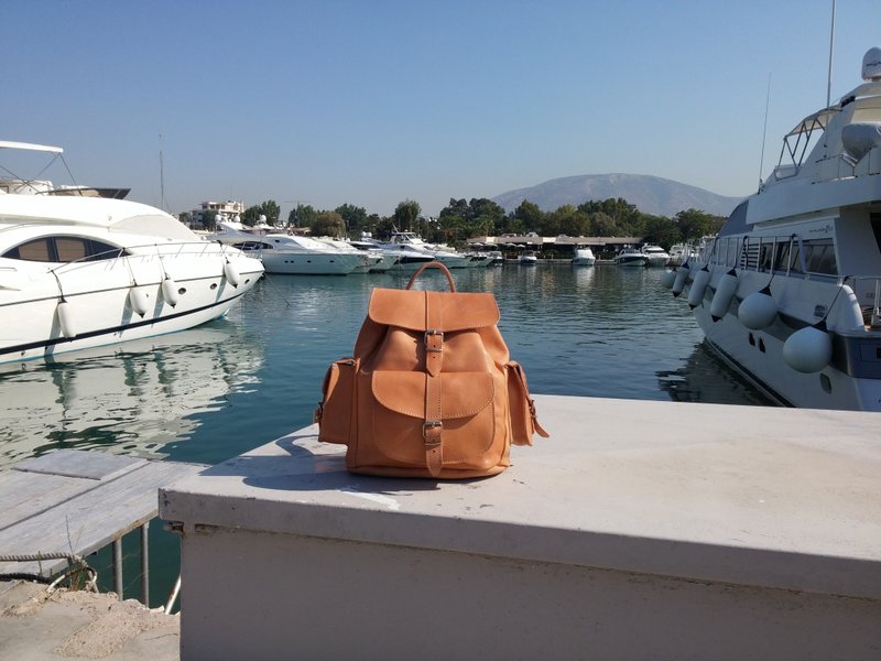 Full Grain Leather Backpack for Women, Everyday Backpack, College Backpack. - 后背包/双肩包 - 真皮 咖啡色