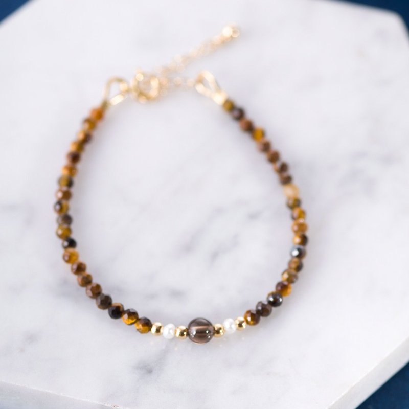 虎眼石茶晶14KGF手链 - 手链/手环 - 半宝石 橘色