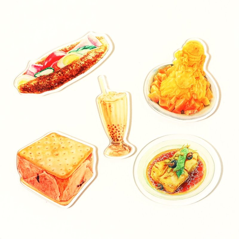 【台湾美食系列】手绘美食压克力磁铁/冰箱贴/强力磁铁 - 冰箱贴/磁贴 - 塑料 橘色