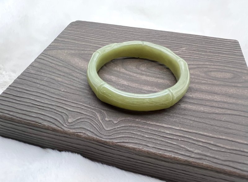 新疆和田黄口料竹节玉镯女儿手镯/细腻油润/收藏/适50、51、52圈S - 手链/手环 - 玉石 黄色