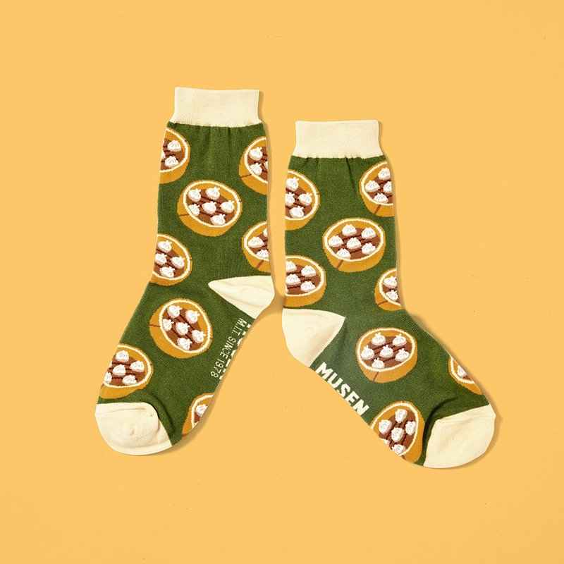 台湾美食针织袜-小笼包Xiaolongbao 长袜|中筒袜|男女同款 - 袜子 - 棉．麻 多色