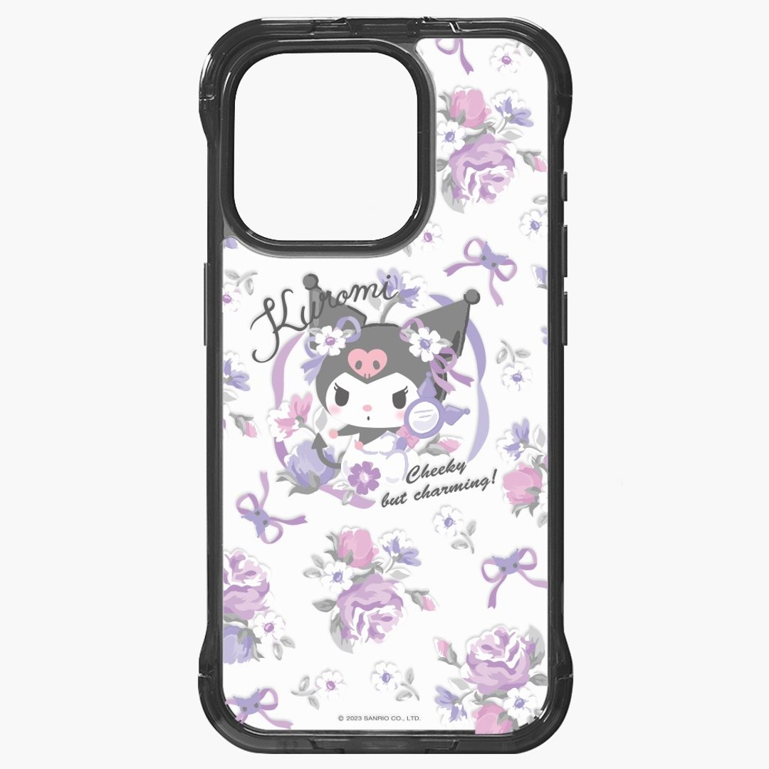 酷洛米 小碎花懒人支架【标准透黑】iPhone 16 15 14 Pro Max防摔 - 手机壳/手机套 - 其他材质 透明