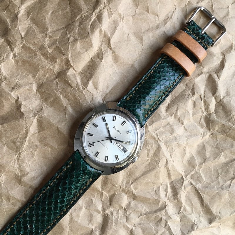 蛇皮表带 蟒蛇皮表带订制 专业表带定制 snake leather - 表带 - 真皮 绿色