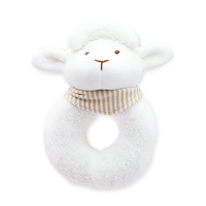 【hipopipo小西波 - 经典羊羊有机棉系列】圈圈羊手抓玩具 - 玩具/玩偶 - 棉．麻 白色