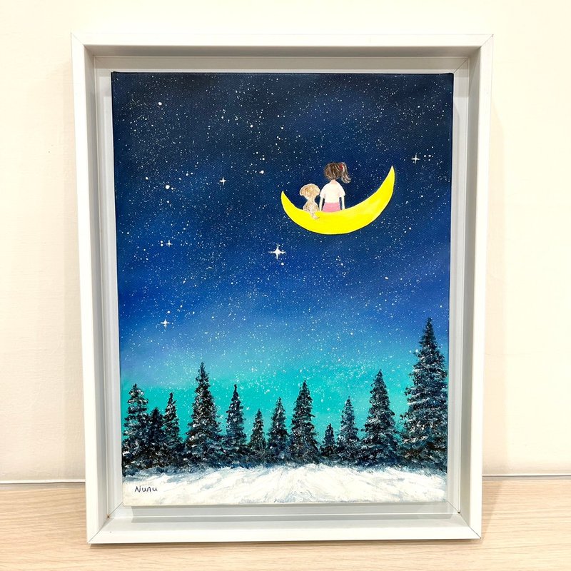 陪伴·手绘油画(含框) - 海报/装饰画/版画 - 其他材质 蓝色