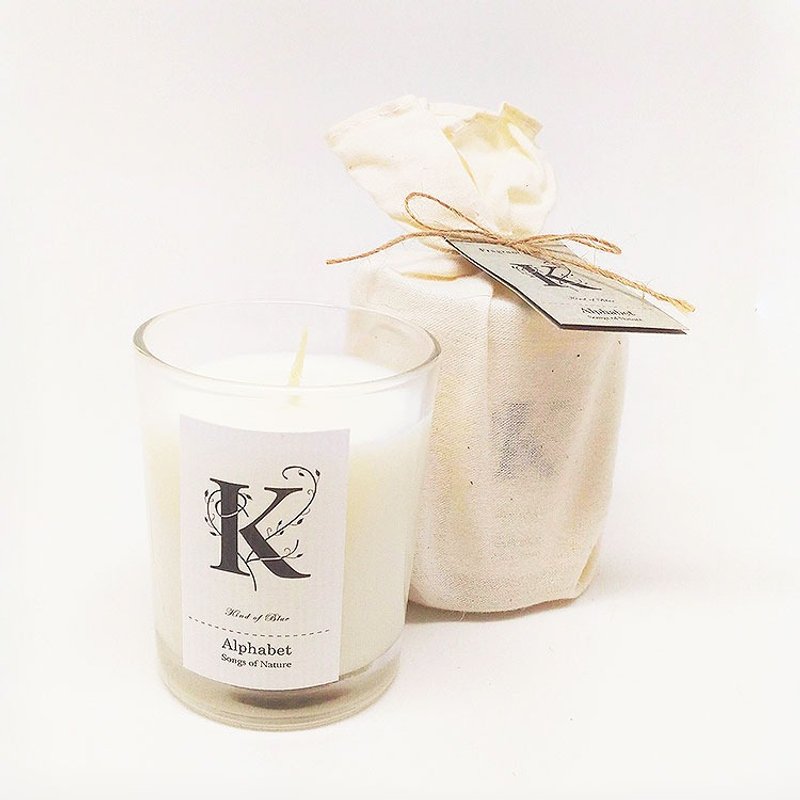 日本100%大豆字母小蜡烛 - 字母K深海之蓝 - 身体护肤/按摩油 - 玻璃 白色