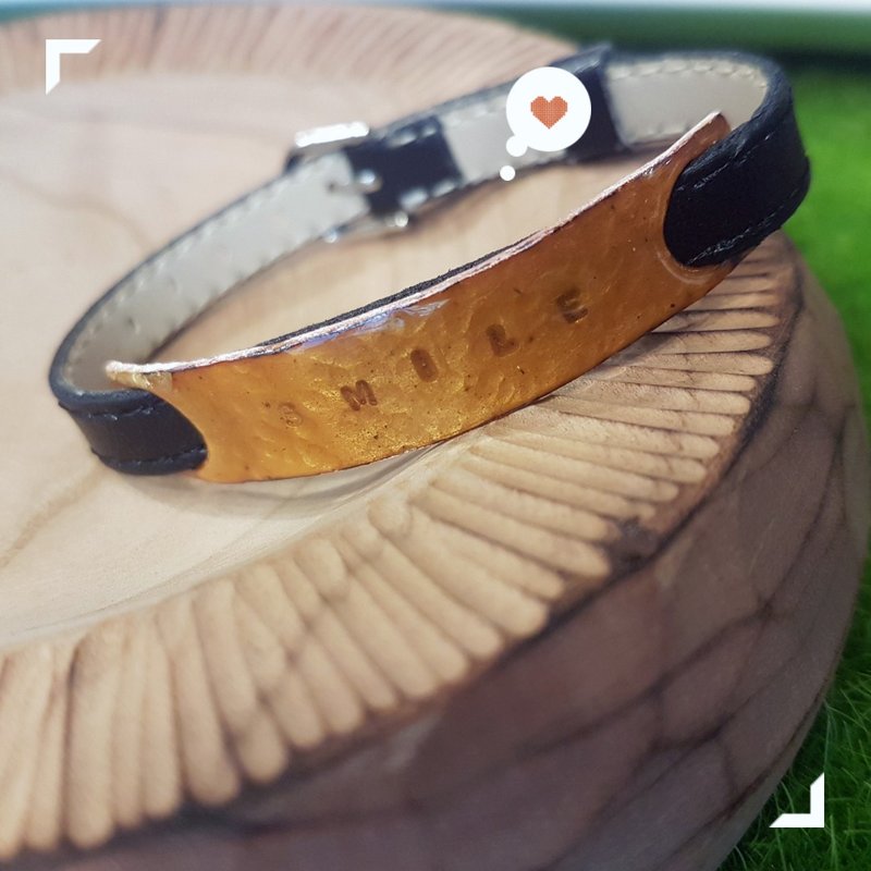 珐琅手作+金工锻敲│皮革手环 │文化币│台南旅游 - 金工/饰品 - 珐琅 