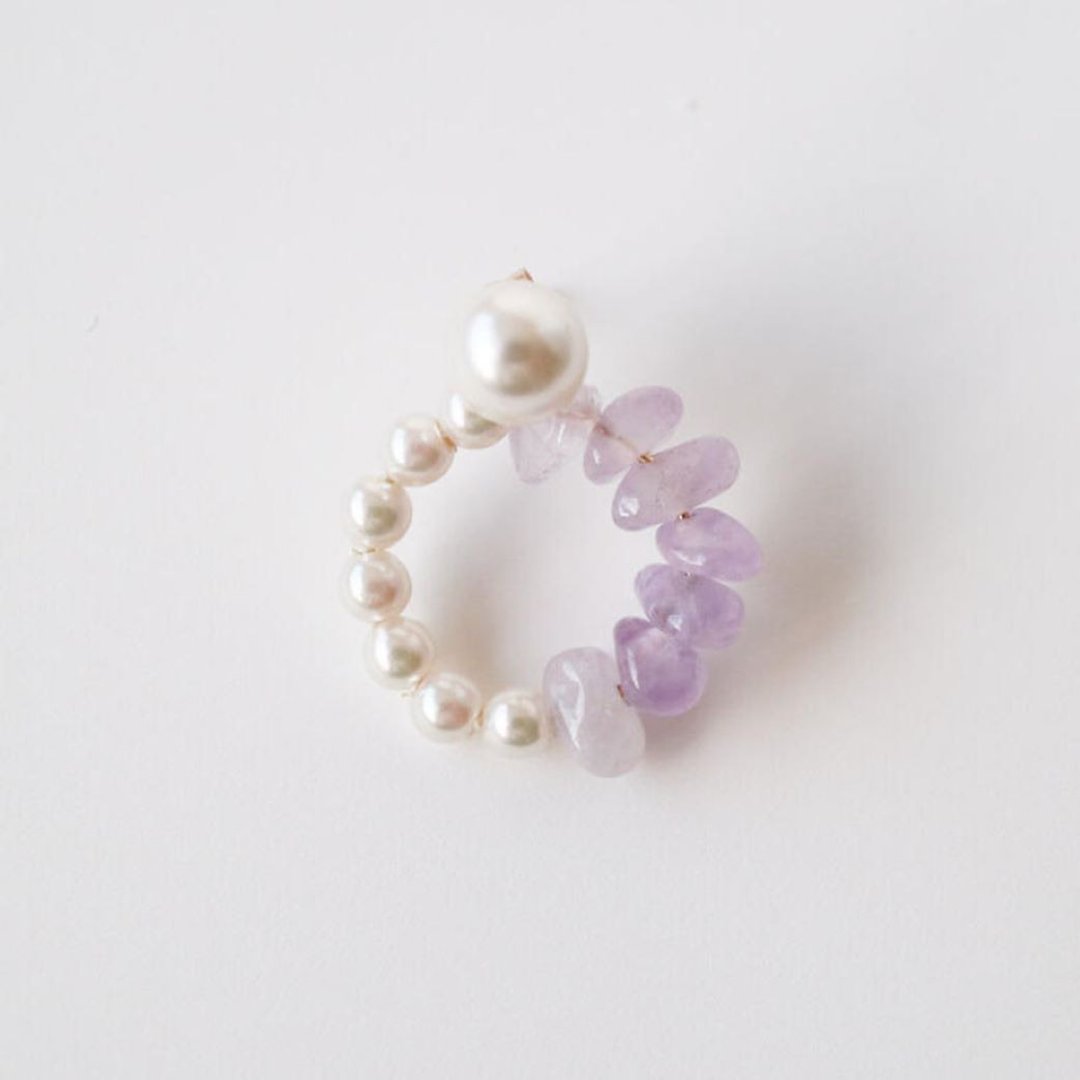 sally earring purple - 耳环/耳夹 - 石头 紫色
