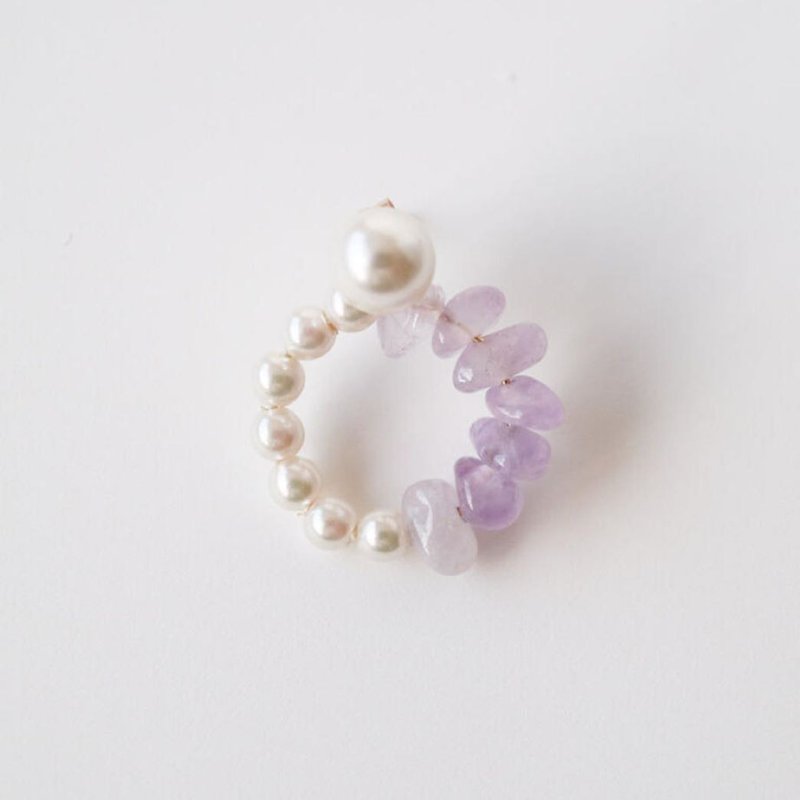 sally earring purple - 耳环/耳夹 - 石头 紫色