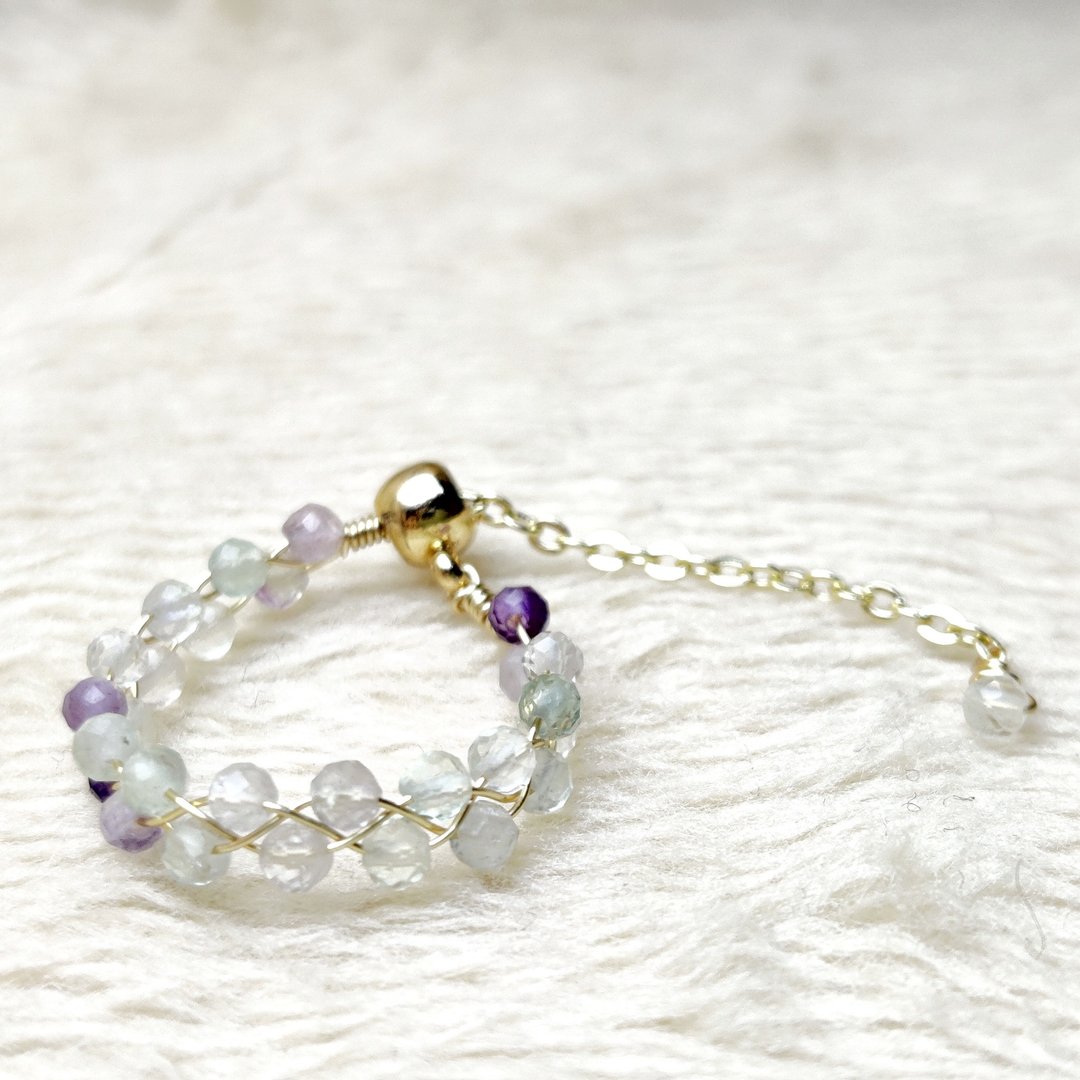 【设计款】14K金萤石戒指 14K Gold Fluorite Ring - 戒指 - 水晶 
