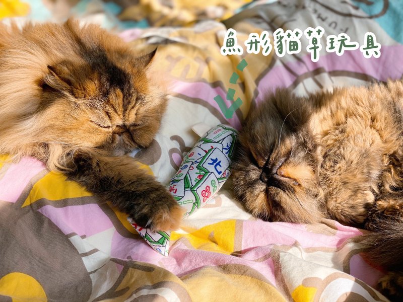 猫草鱼玩具 内有铛铛声 新年麻雀图案 - 玩具 - 棉．麻 红色