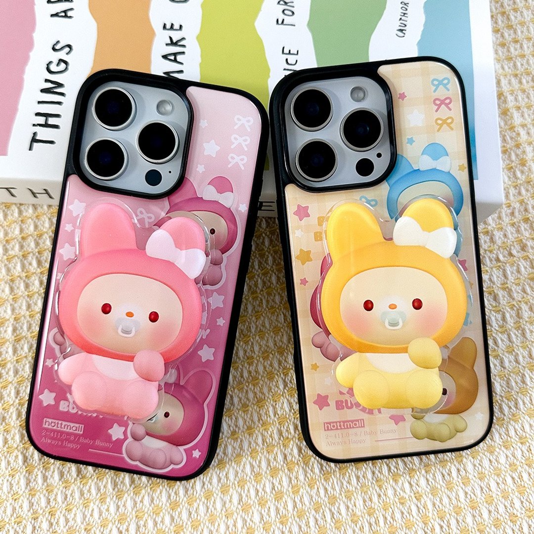 iPhone Baby Bunny 环氧树脂缓冲手机壳带手机支架 - 手机壳/手机套 - 压克力 多色
