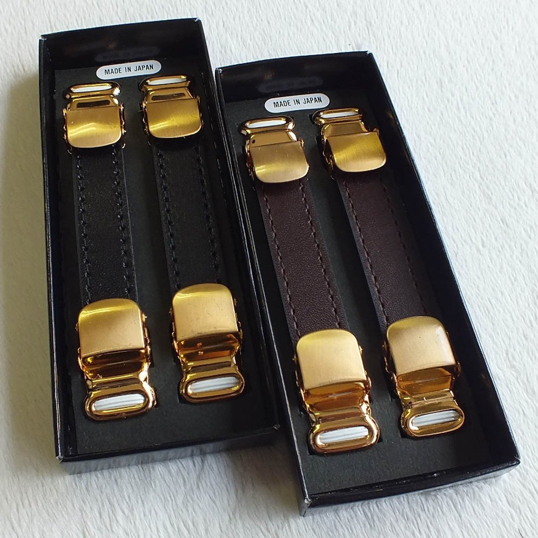 Yukitsuri 15mm Width Smooth Leather Case Silver Gold NOMURA - 皮带/腰带 - 真皮 黑色