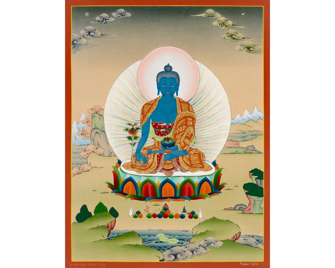 药师佛唐卡挂画 | 西藏疗愈能量为您的家居装饰 - 墙贴/壁贴 - 其他材质 多色