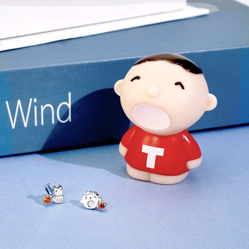 Minna No Tabo经典系列-大宝与狗狗晶钻纯银耳环 - 耳环/耳夹 - 纯银 银色