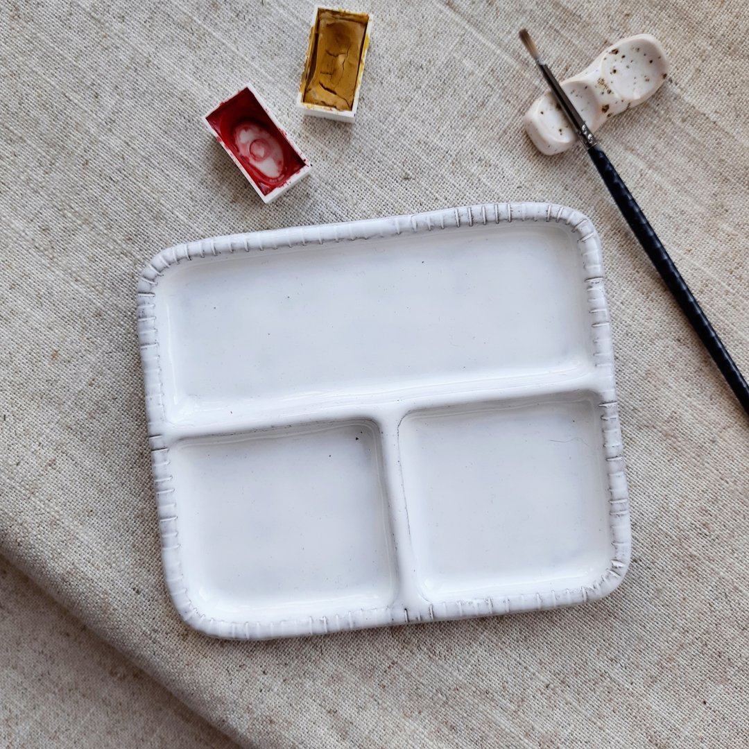 Clay watercolor palette/ Ceramic paint ceramic - 其他 - 陶 白色