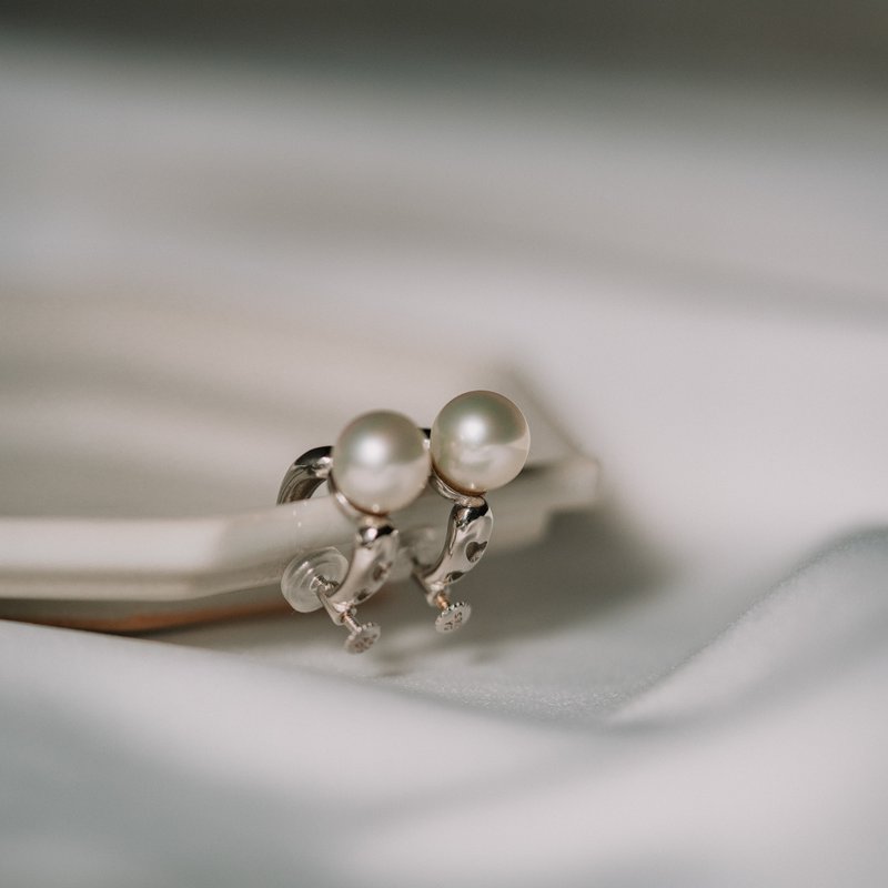 Irene_Akoya珍珠耳夹 - 耳环/耳夹 - 珍珠 