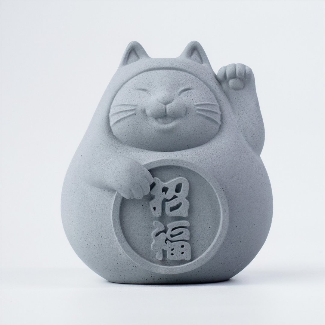 【送礼首选】胖胖招福猫 (大)  清水灰 - 香薰/精油/线香 - 水泥 灰色