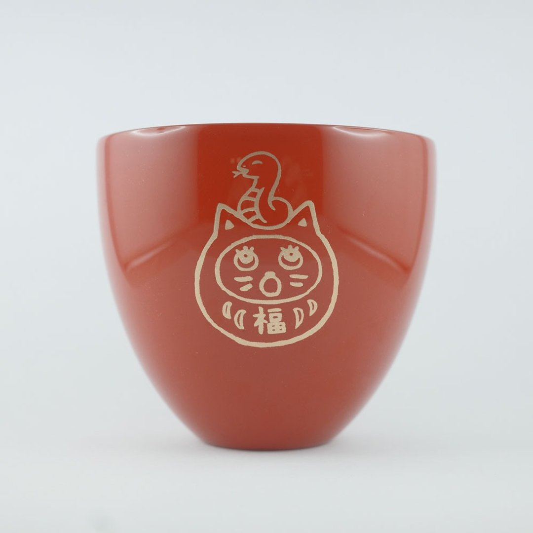 越前漆器 猫达摩 金蛇年限定万用杯 附手写桐木箱 - 其他杯子 - 树脂 红色