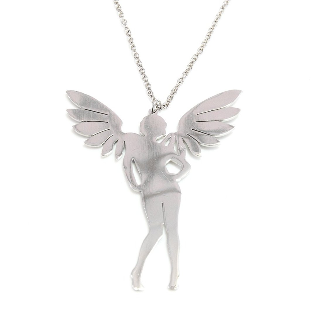 Lady with wing pendant - 项链 - 其他金属 银色