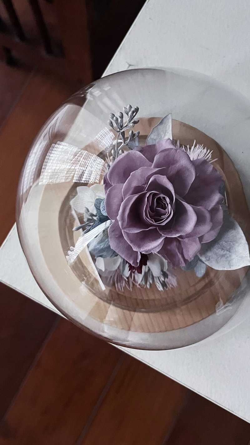 【冬藏】冷色调永生玫瑰花盅/花球/钟罩 情人节母亲节生日礼毕业 - 干燥花/捧花 - 玻璃 紫色