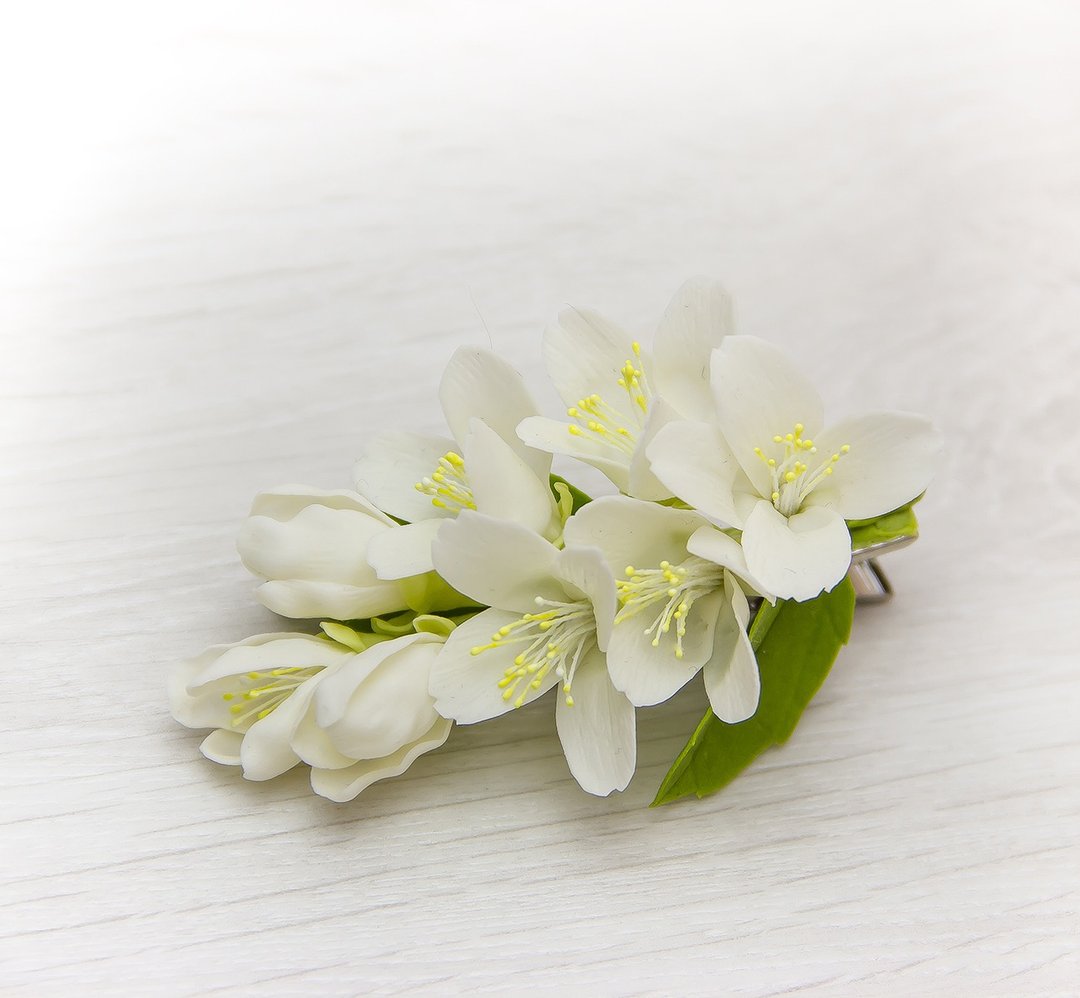 Wedding floral hair clip Floral hair piece bridesmaid Girls flower hair clip - 发饰 - 粘土 