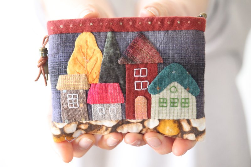 Japanese patchwork money holder. Headphones case. Purse for Coins or Cosmetics - 皮夹/钱包 - 其他材质 多色
