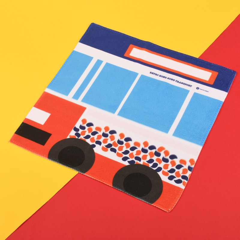 港式怀旧交通工具系列万用毛巾手巾 - 雪糕车 - 手帕/方巾 - 聚酯纤维 红色