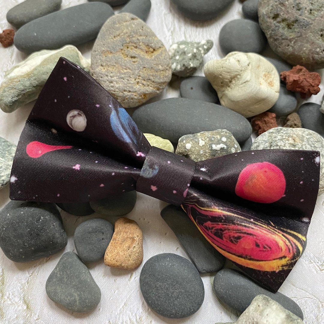 Style 0453 M756星系-宇宙黑色印花 婚礼 主题 面试 生日兄弟领结 - 颈链 - 聚酯纤维 黑色