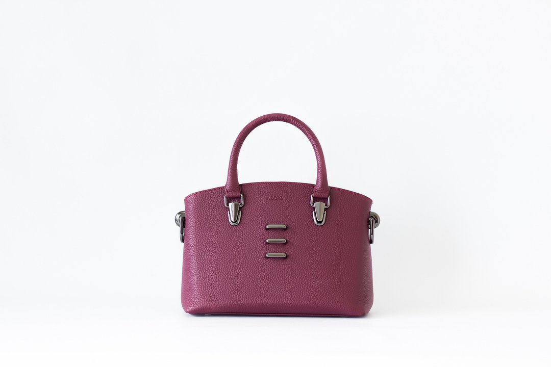 【Off-Season Sales】- DARK MAROON STRUCTURED HANDBAG - 手提包/手提袋 - 真皮 紫色