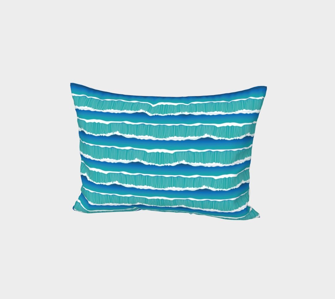 海洋真丝枕头套 Ocean Silk Bed Pillow Sham 七星潭清水断崖观浪 - 寝具 - 丝．绢 蓝色