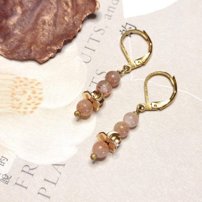 日月同辉耳饰 | 太阳石、月光石共生 | - 耳环/耳夹 - 水晶 