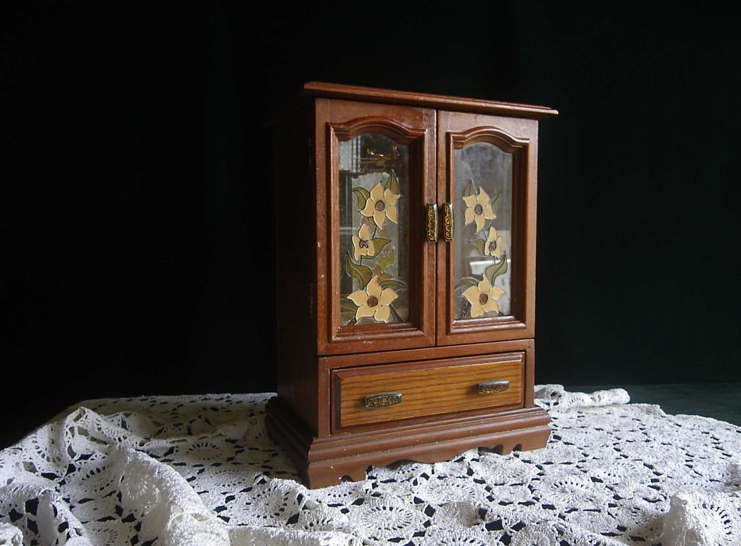 【老时光 OLD-TIME】早期台湾制彩绘玻璃珠宝柜 - 收纳用品 - 其他材质 