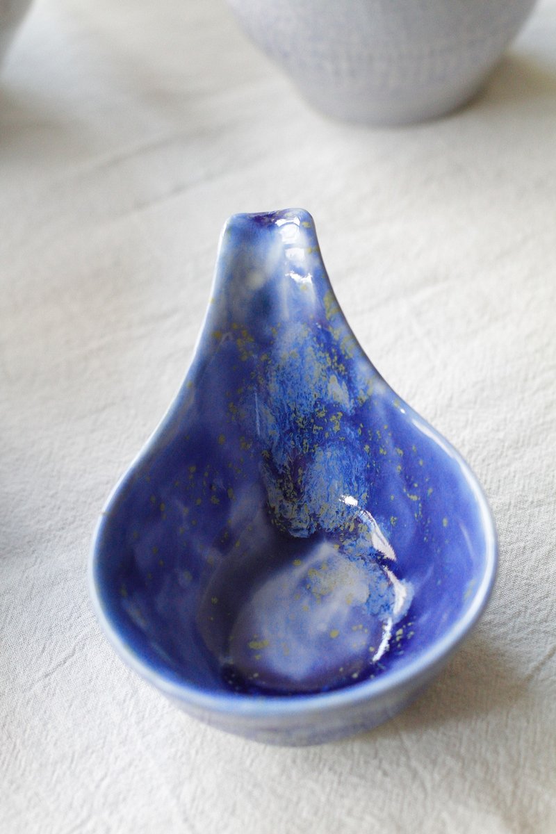 星空点点酱料碟/烛台 - 浅碟/小碟子 - 陶 蓝色