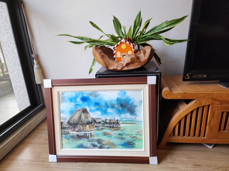 海边度假小屋 - 海报/装饰画/版画 - 纸 蓝色