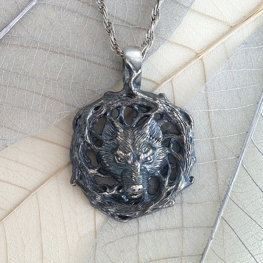 Silver Wolf Jewelry.Wolf Pendant.Wolf charm.Wolf jewelry.Silver Wolf Necklace. - 项链 - 纯银 银色
