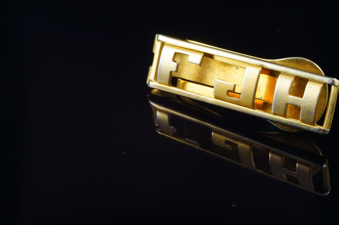 【C’est Cufflinks】美国严选Vintage古着F JH领带夹 也可当钞票夹 - 其他 - 其他金属 金色