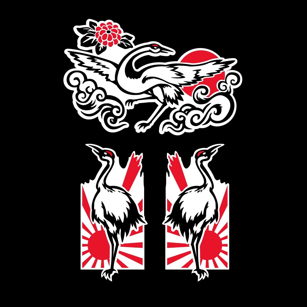红顶鹤 丹顶鹤 日本风 日式和风 3M反光贴纸 机车贴纸 防水耐晒 - 贴纸 - 防水材质 