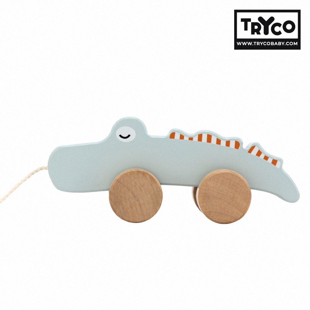 官方直营快速出货 -【Tryco】木质手拉车 - 鳄鱼 - 玩具/玩偶 - 木头 透明