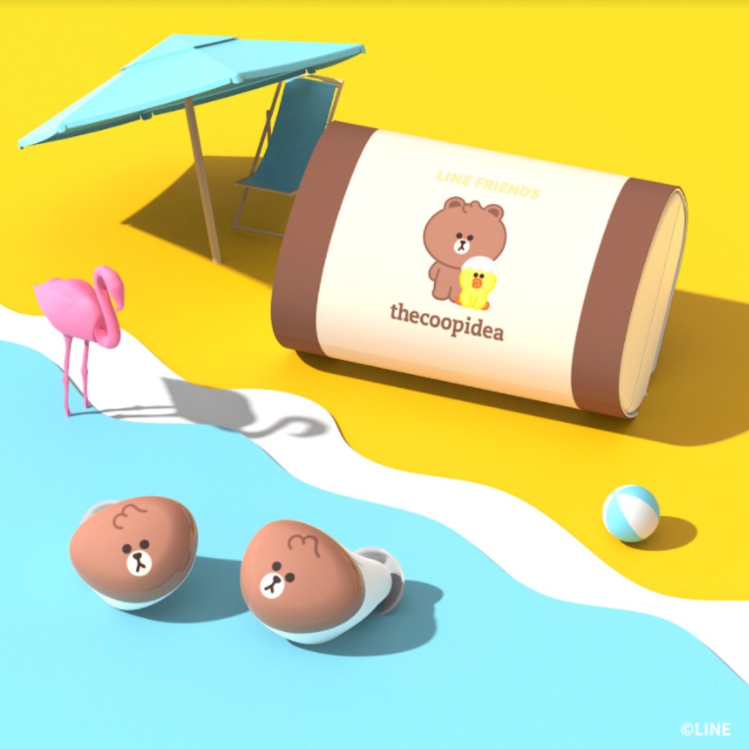 LINE FRIENDS MEETS thecoopidea BEANS+ 无线耳机 | MINI BROWN - 耳机 - 其他材质 